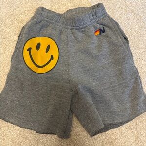 Aviator Nation Gray Kids Shorts with Yellow Smiley